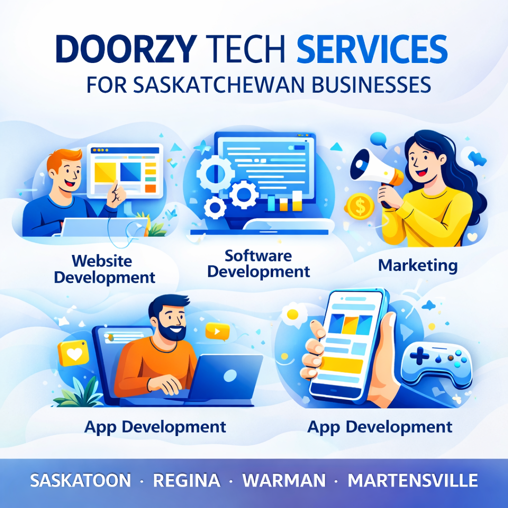 Doorzy Tech Services in Saskatchewan: Websites, Software, Apps, Marketing, and Games