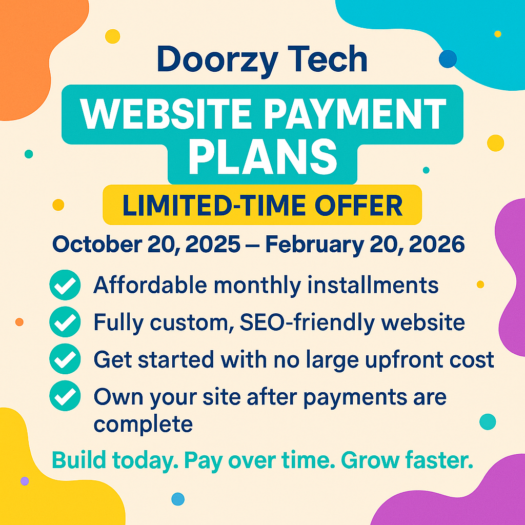 Doorzy Tech Now Offers Website Payment Plans – Limited Time Offer